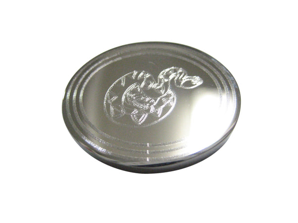 Silver Toned Etched Oval Snake Magnet