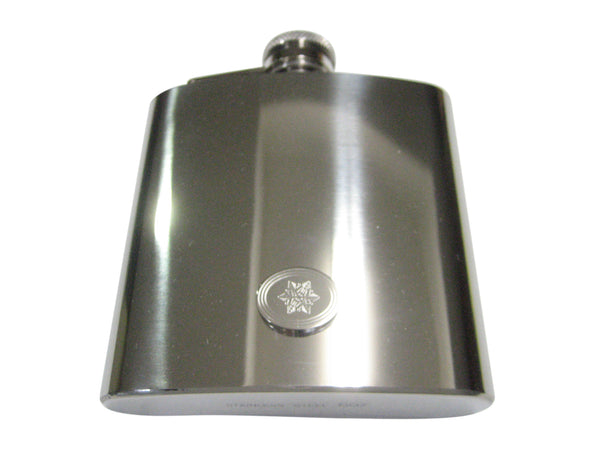 Silver Toned Etched Oval Snowflake 6oz Flask