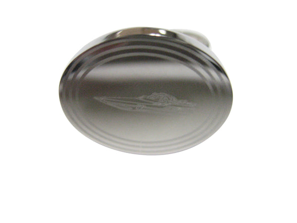 Silver Toned Etched Oval Speed Boat Adjustable Size Fashion Ring