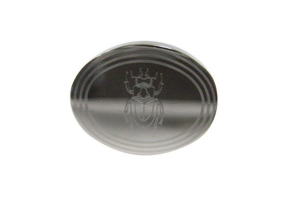 Silver Toned Etched Oval Spiky Beetle Insect Adjustable Size Fashion Ring