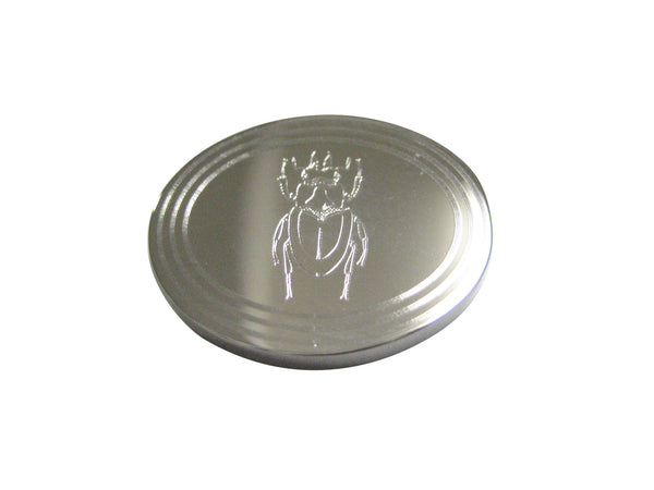 Silver Toned Etched Oval Spiky Beetle Insect Magnet