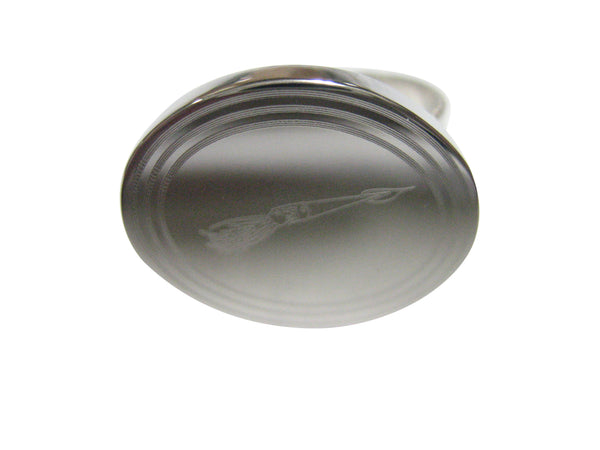 Silver Toned Etched Oval Squid Adjustable Size Fashion Ring