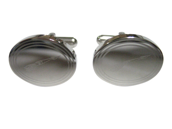 Silver Toned Etched Oval Squid Cufflinks
