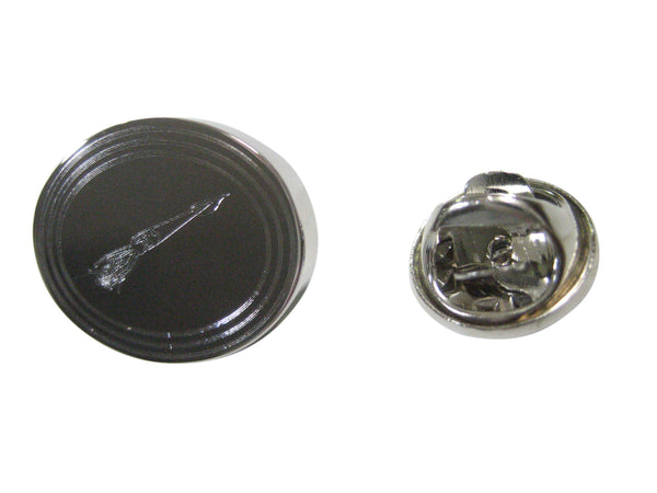 Silver Toned Etched Oval Squid Lapel Pin