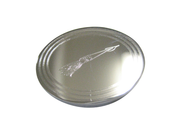 Silver Toned Etched Oval Squid Magnet