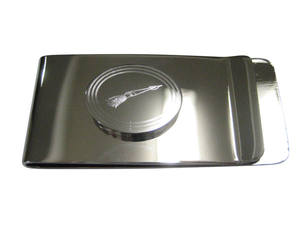 Silver Toned Etched Oval Squid Money Clip