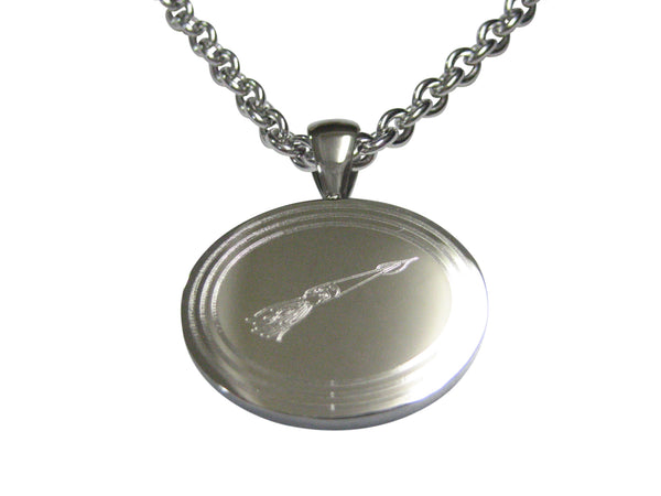 Silver Toned Etched Oval Squid Pendant Necklace