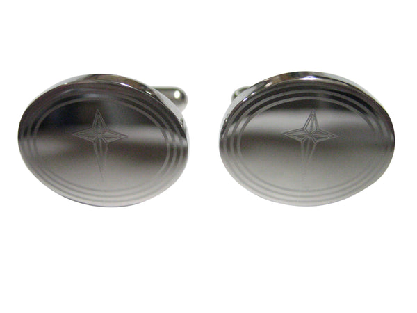 Silver Toned Etched Oval Star of Bethlehem Cufflinks