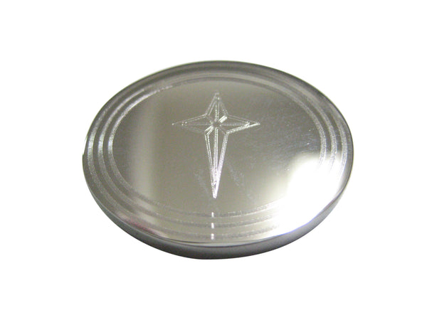 Silver Toned Etched Oval Star of Bethlehem Magnet
