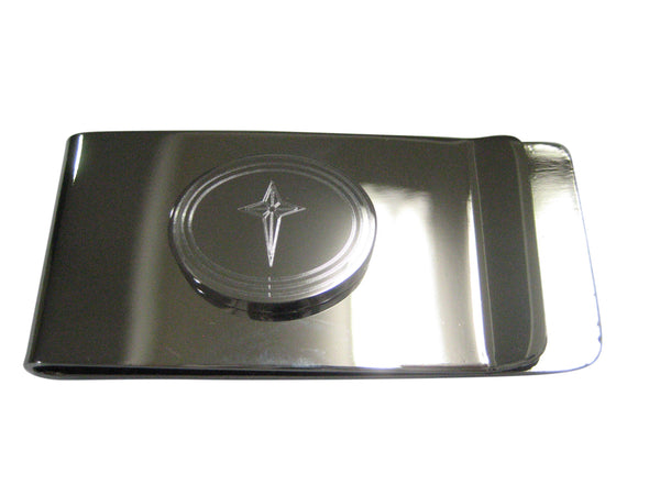 Silver Toned Etched Oval Star of Bethlehem Money Clip