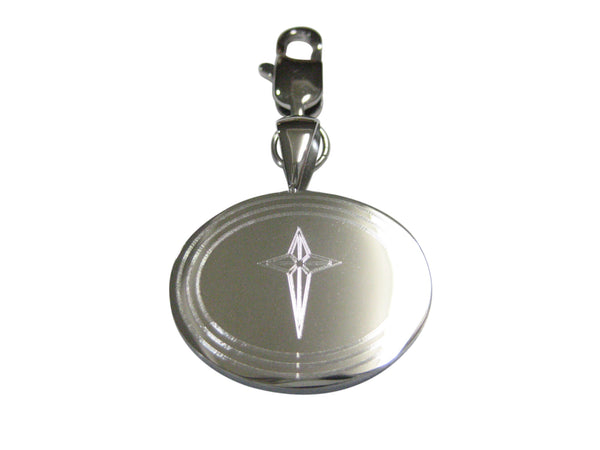 Silver Toned Etched Oval Star of Bethlehem Pendant Zipper Pull Charm