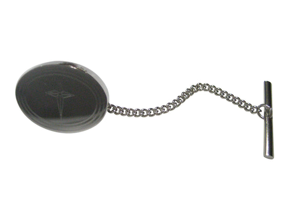 Silver Toned Etched Oval Star of Bethlehem Tie Tack