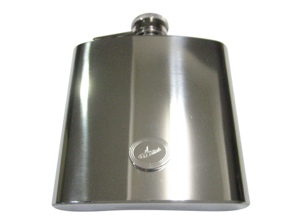Silver Toned Etched Oval Submarine 6oz Flask