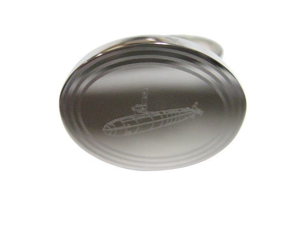 Silver Toned Etched Oval Submarine Adjustable Size Fashion Ring