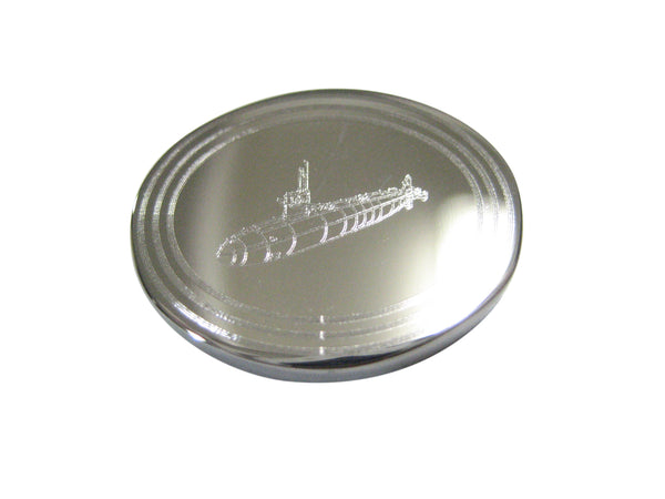 Silver Toned Etched Oval Submarine Magnet