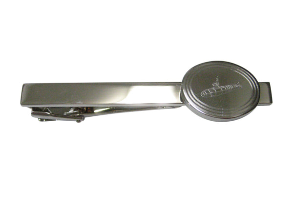 Silver Toned Etched Oval Submarine Tie Clip