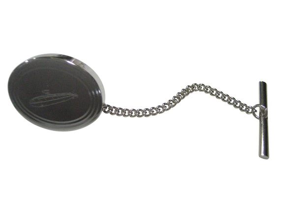 Silver Toned Etched Oval Submarine Tie Tack