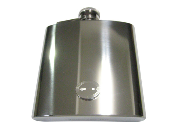 Silver Toned Etched Oval Submarine Torpedo 6oz Flask