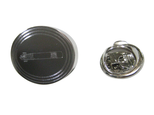 Silver Toned Etched Oval Submarine Torpedo Lapel Pin