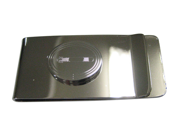 Silver Toned Etched Oval Submarine Torpedo Money Clip