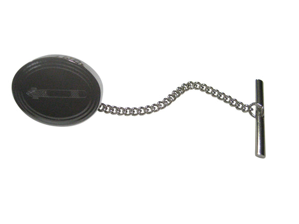 Silver Toned Etched Oval Submarine Torpedo Tie Tack