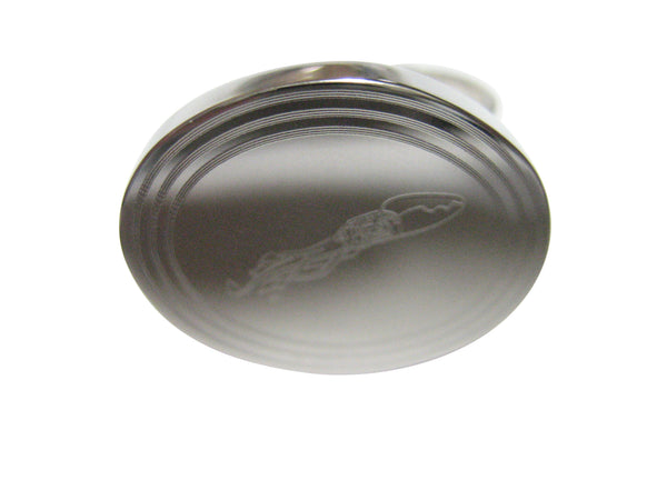 Silver Toned Etched Oval Swimming Octopus Adjustable Size Fashion Ring