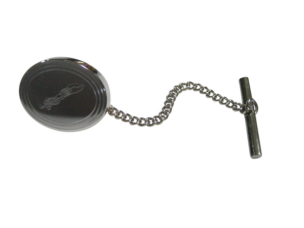 Silver Toned Etched Oval Swimming Octopus Tie Tack