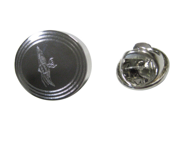 Silver Toned Etched Oval Tropical Fish Lapel Pin