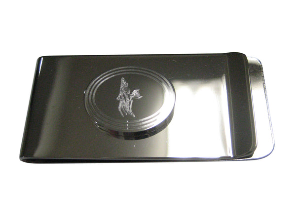 Silver Toned Etched Oval Tropical Fish Money Clip