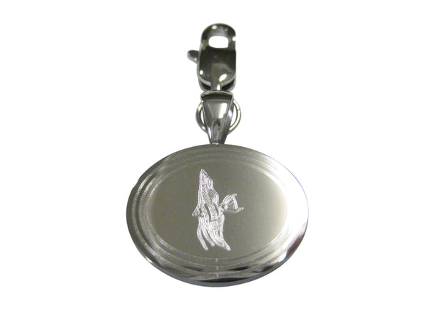 Silver Toned Etched Oval Tropical Fish Pendant Zipper Pull Charm
