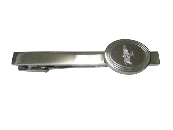 Silver Toned Etched Oval Tropical Fish Tie Clip