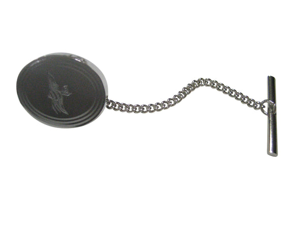 Silver Toned Etched Oval Tropical Fish Tie Tack