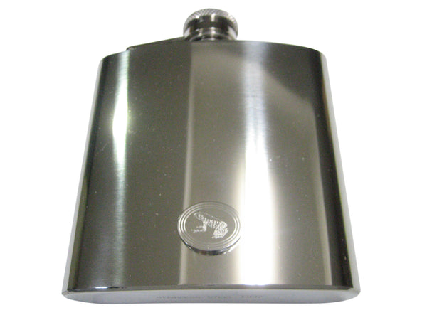 Silver Toned Etched Oval Tropical Frog 6oz Flask