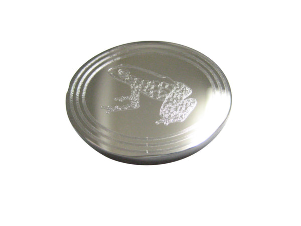 Silver Toned Etched Oval Tropical Frog Magnet