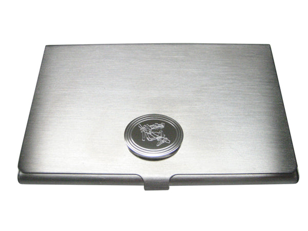 Silver Toned Etched Oval Tropical Frog On Tree Business Card Holder