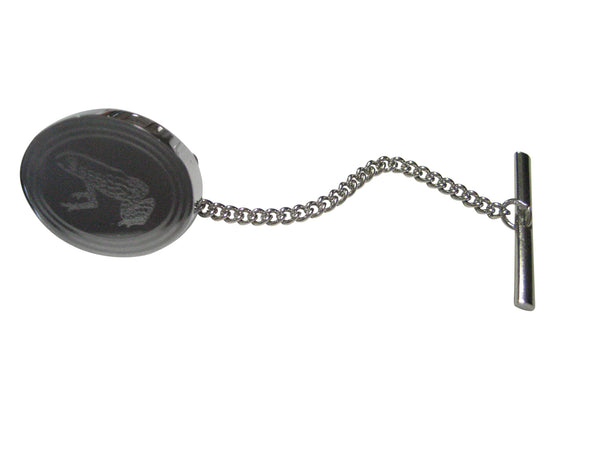 Silver Toned Etched Oval Tropical Frog Tie Tack