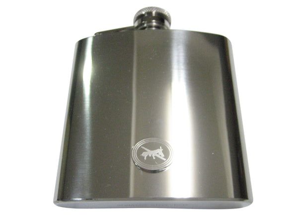 Silver Toned Etched Oval Unmanned Aerial Vehicle UAV Drone 6oz Flask