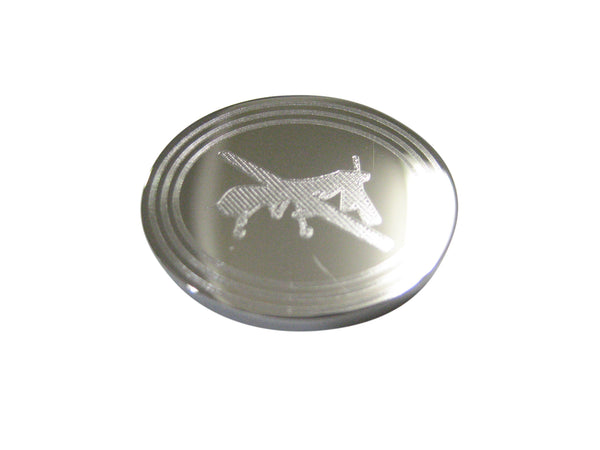 Silver Toned Etched Oval Unmanned Aerial Vehicle UAV Drone Magnet