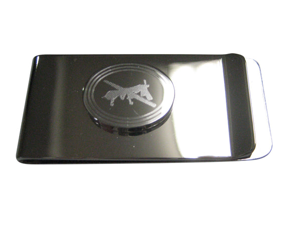 Silver Toned Etched Oval Unmanned Aerial Vehicle UAV Drone Money Clip