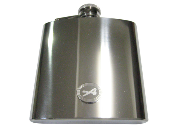 Silver Toned Etched Oval Unmanned Aerial Vehicle UAV Drone V2 6oz Flask