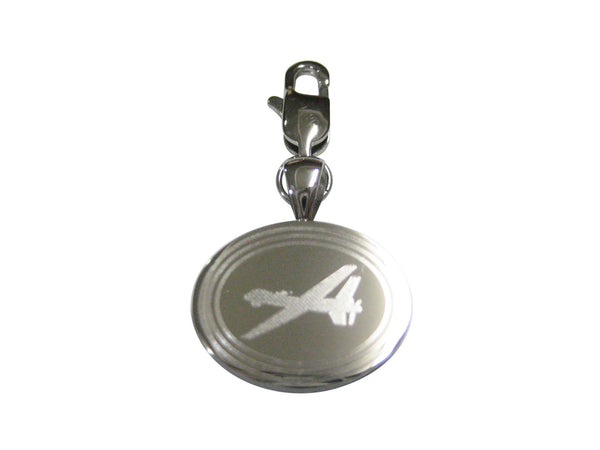 Silver Toned Etched Oval Unmanned Aerial Vehicle UAV Drone V2 Zipper Pull Charm