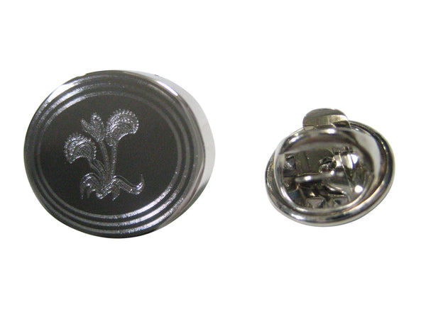 Silver Toned Etched Oval Venus Fly Trap Carnivorous Plant Lapel Pin