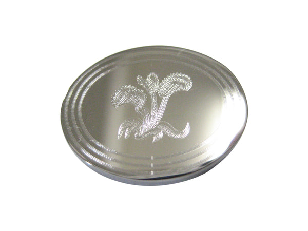 Silver Toned Etched Oval Venus Fly Trap Carnivorous Plant Magnet
