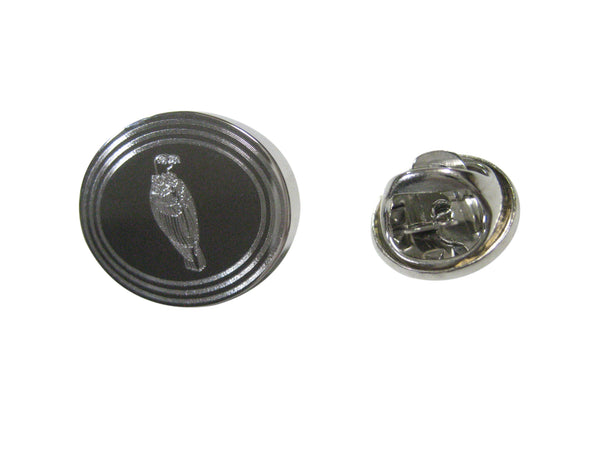 Silver Toned Etched Oval Vulture Bird Lapel Pin