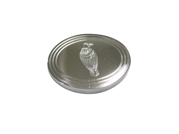 Silver Toned Etched Oval Vulture Bird Magnet