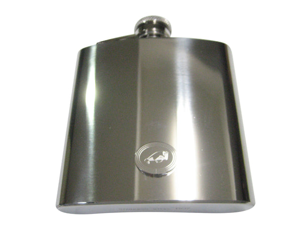 Silver Toned Etched Oval Walrus 6oz Flask