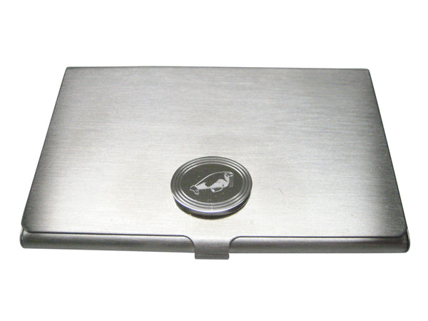 Silver Toned Etched Oval Walrus Business Card Holder