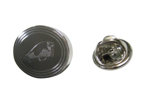 Silver Toned Etched Oval Walrus Lapel Pin
