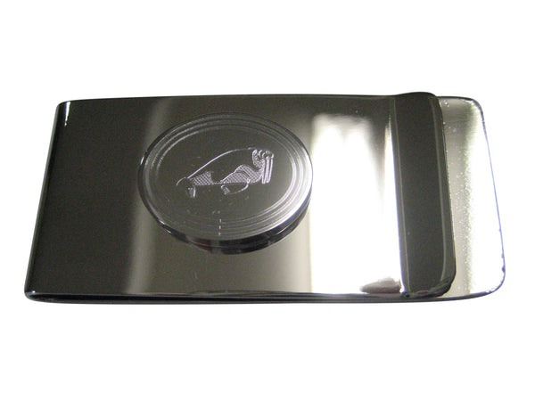 Silver Toned Etched Oval Walrus Money Clip