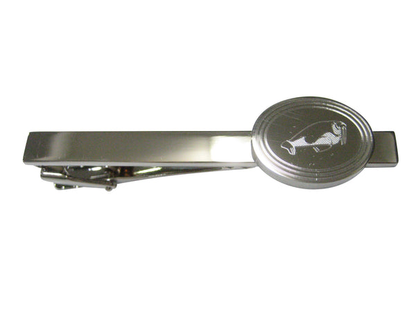 Silver Toned Etched Oval Walrus Tie Clip